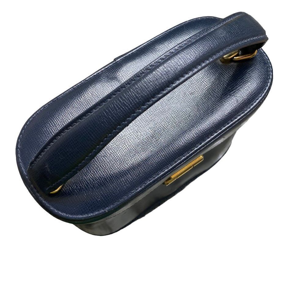 Mark Cross Vintage 1980s Benchley Bag Purse Handbag Navy Blue Leather NO KEY - Picture 4 of 11